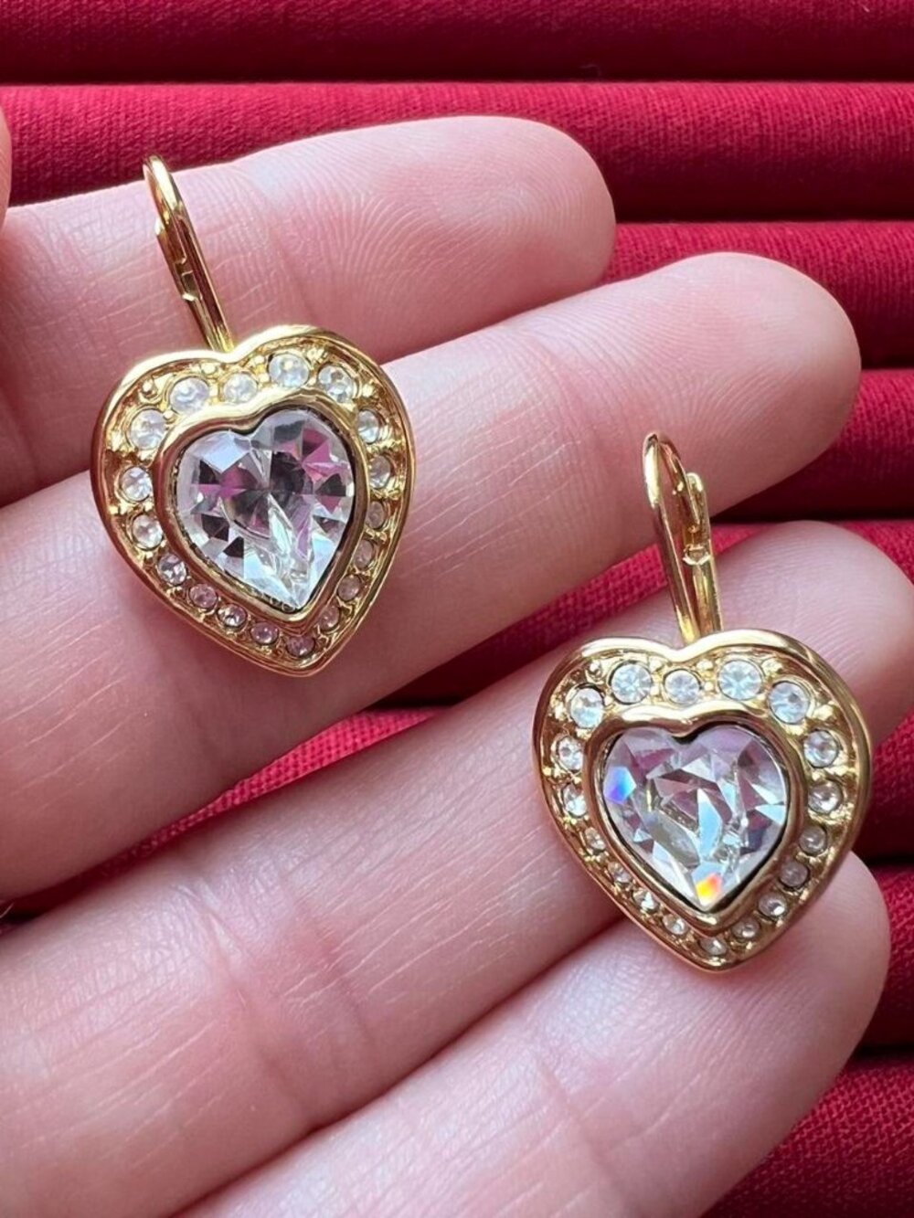 Napier Gold Tone Heart Drop Earrings